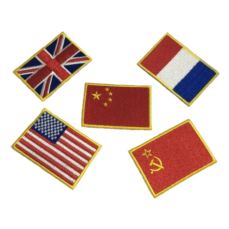 Custom Wholesale Flag Patches Embroidered Patch Manufacturer Made Countries Iron On Flag Patches Custom Embroidery