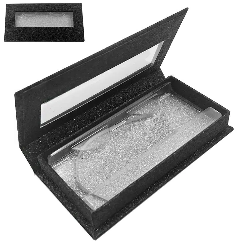 qingdao luxury strip eyelash package case with window red paper empty lash holder box