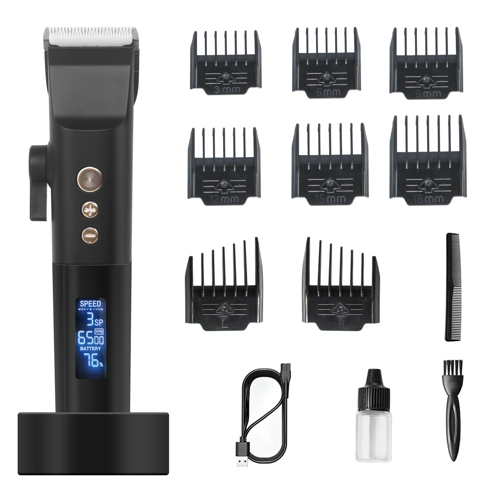 2021 New Model Professional Hair Clippers LCD Cordless Hair Trimmer for Men Hair Cutter Machine