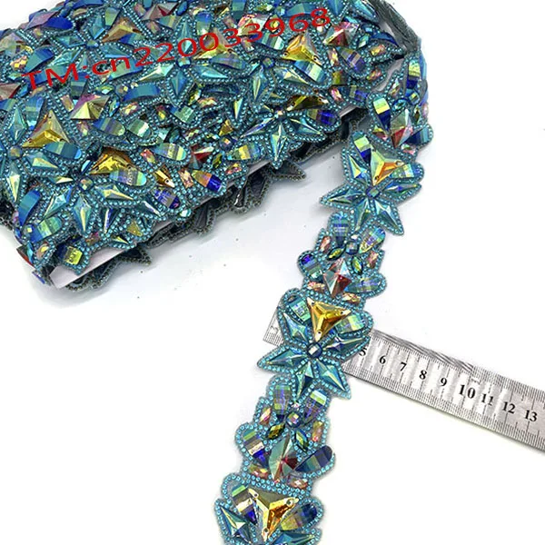 Diamond Mesh Tape Bling Hot fix Straps Trim Roll iron on dance applique trimming For Garment Rhinestone Crafts