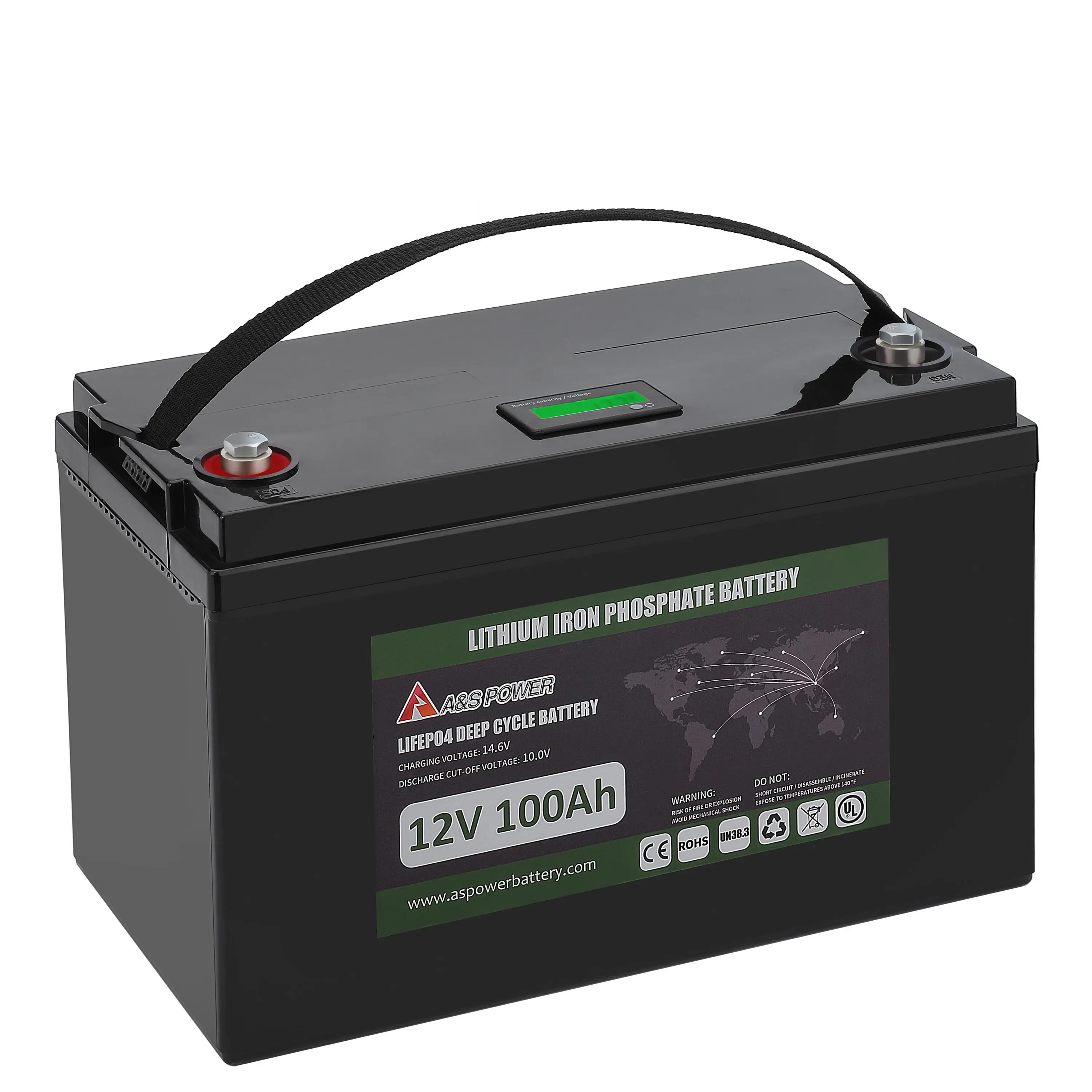 Rechargeable Power Solar Energy Storage System LiFePO4 Battery 12V 100Ah Golf Cart  Lithium Ion Battery