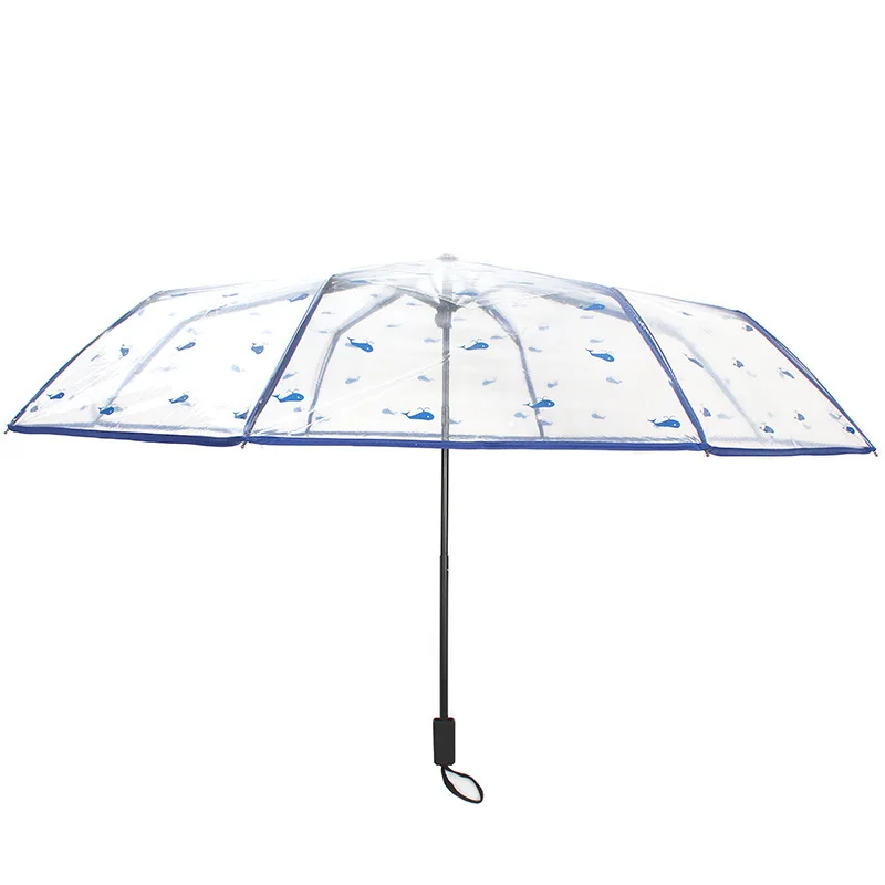 Buy Paraguas Manual folding umbrella Logo Customized Eco friendly Clear POE Clear Transparent Wholesale Cheap