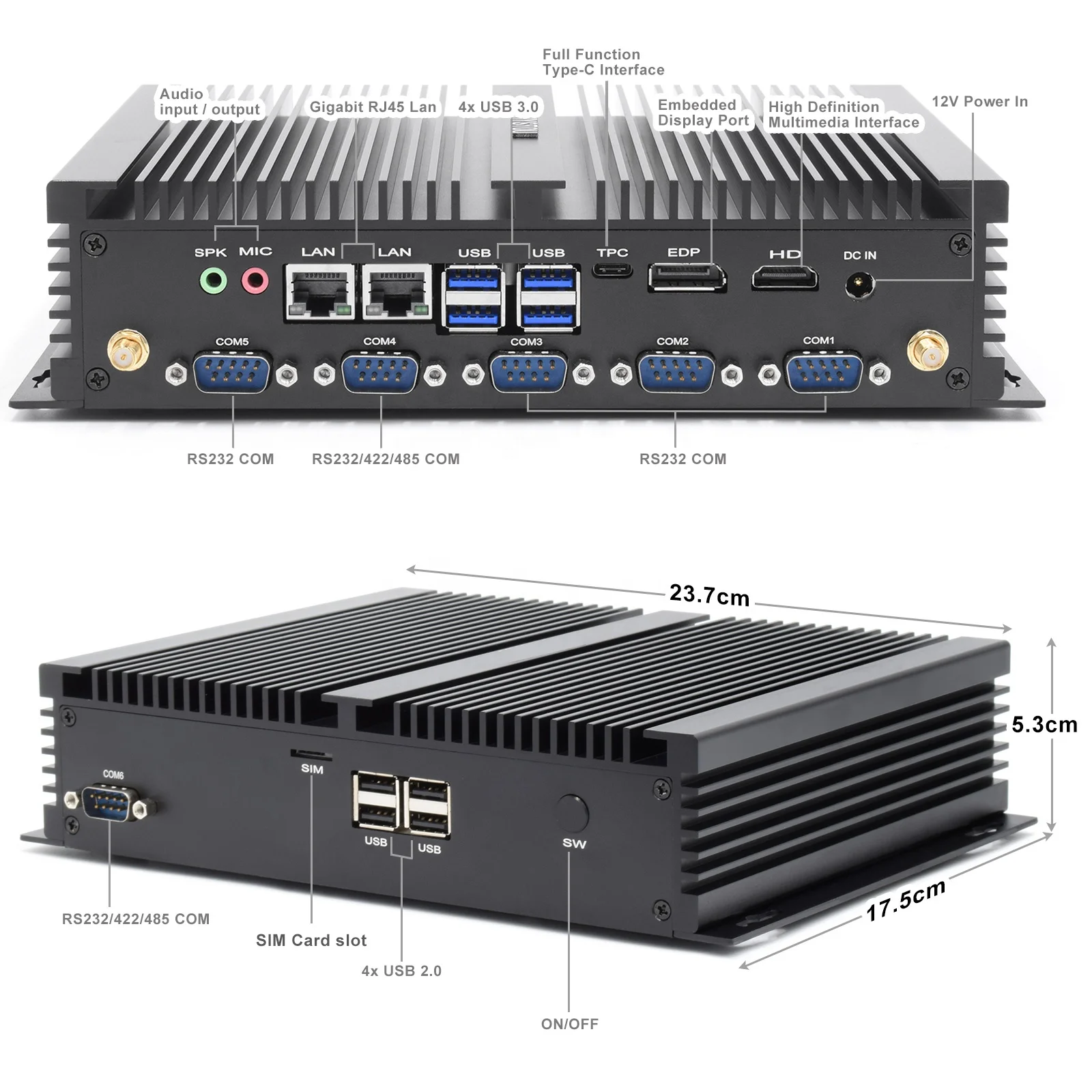 Computer Desktop Multimedia totems Intel Core I7 Windows 10 Industrial Mini Pc with 4G RAM For 2.5 Inch HDD/SSD Vending machine