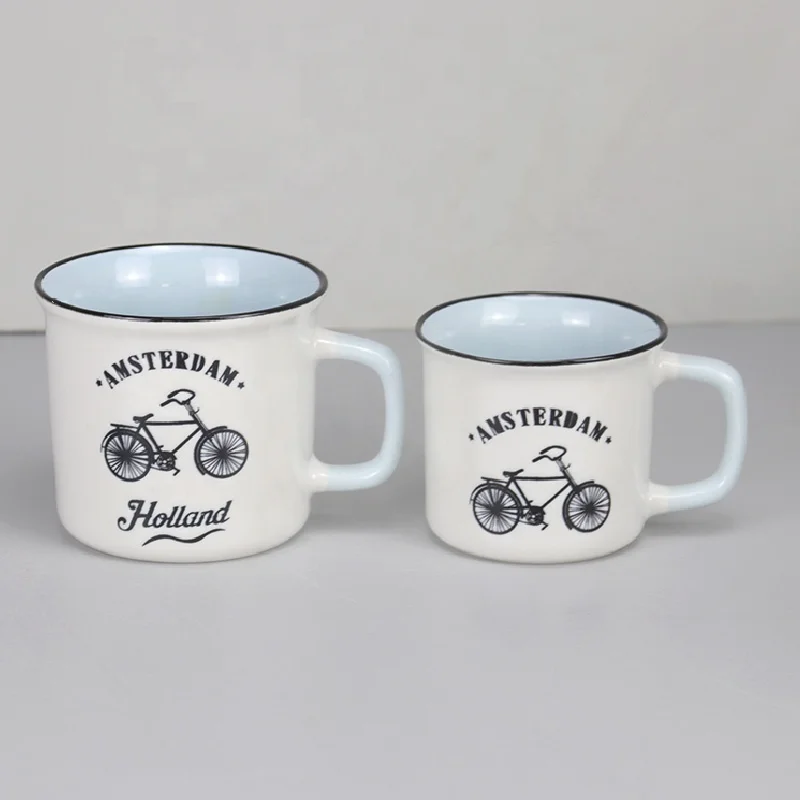 Personalized Holland Enamel Mug Custom Silk Screen Printing Ceramic Souvenirs Camp Cups and Mugs Gift Box Included