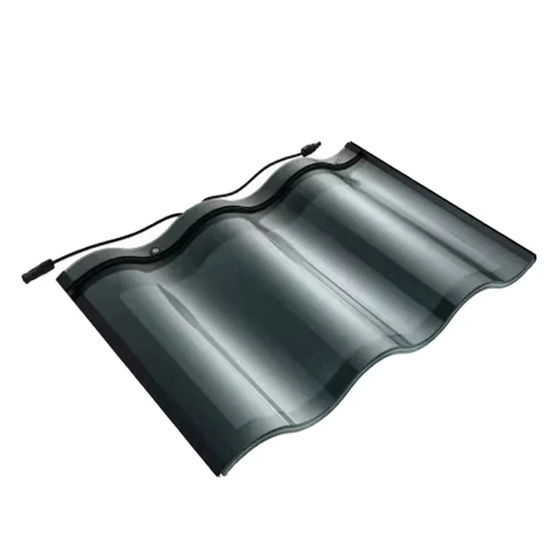 Waterproof Anti Fire Curved low iron ultra clear solar roof tiles Home energy solar product