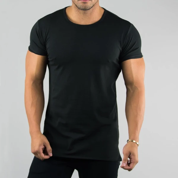  Мужская футболка Maxgarment с круглым вырезом самоклеящаяся плоская для фитнеса Боковым Разрезом высокого качества