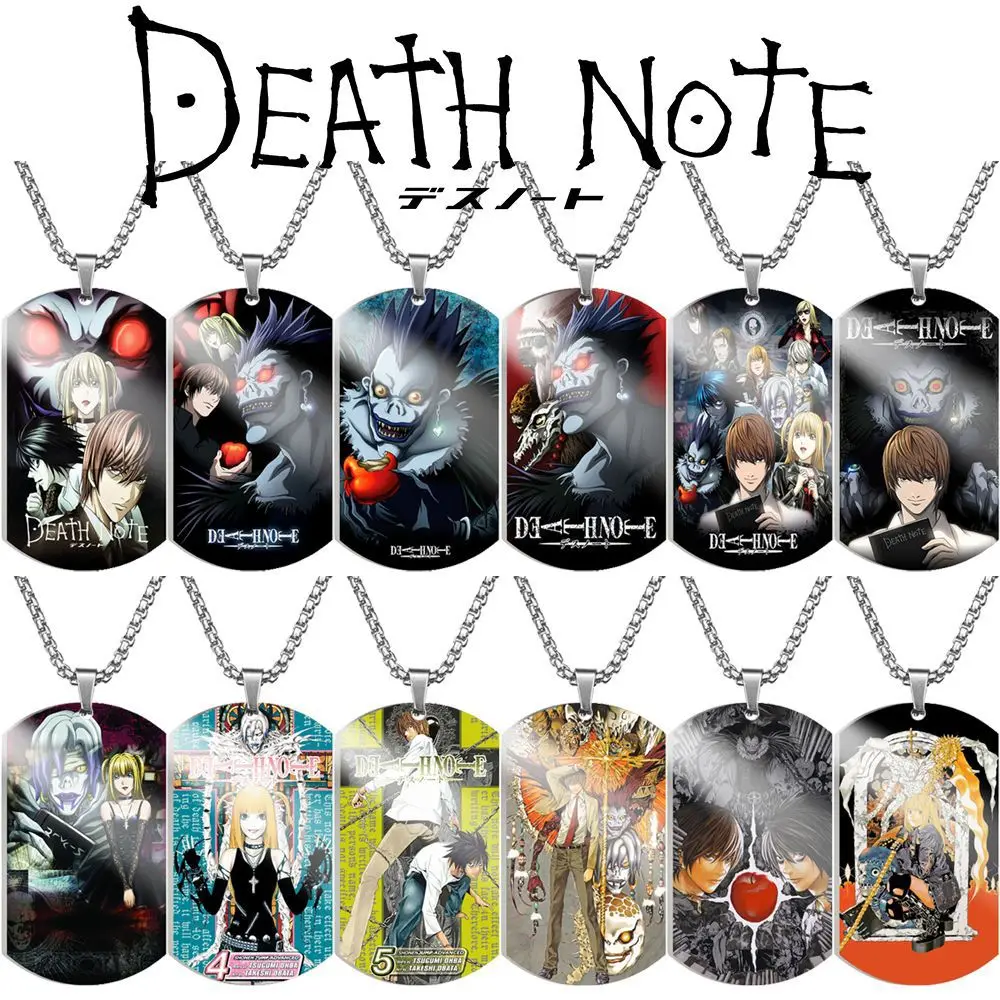 24 Designs Retro Anime One Side Printing Death Note Japandi Kira L Metal Keychains Accessories NeckLace Tag