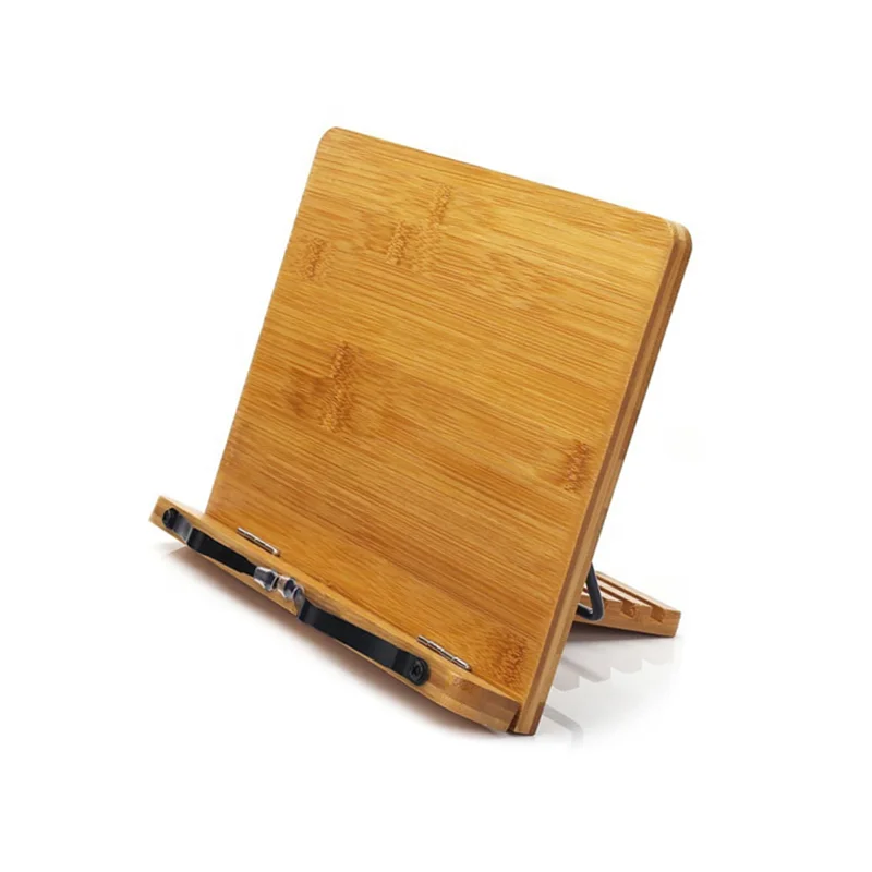 Оптовая продажа, ecoфридный регулируемый держатель для книг, Бамбуковая настольная подставка для книг, портативная прочная легкая Подставка для книг