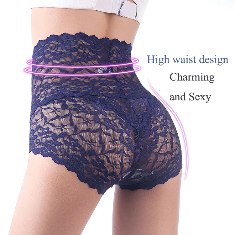 Wholesale Sexy Women Underwear High Waist Transparent Lace Panties