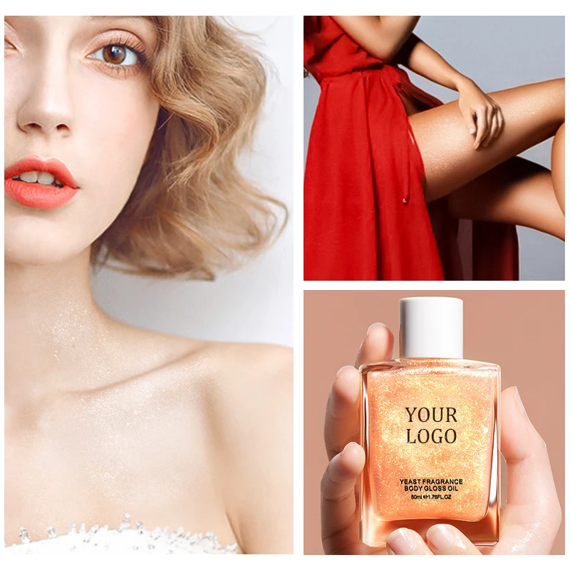 OEM Body Shimmer Private Label Vegan Body Bronze/Golden Glow Body Highlighter Nourishes Skin Shimmer Oil