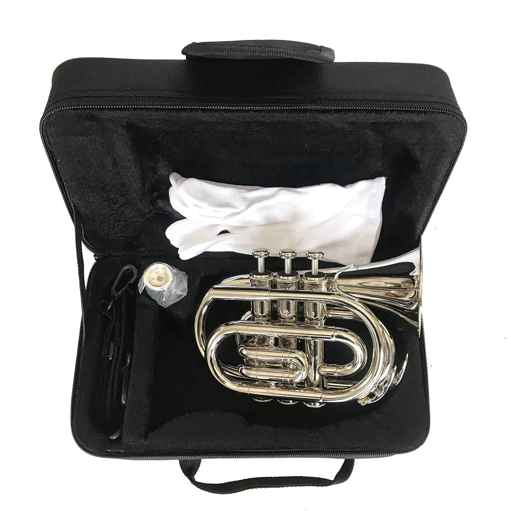 SEASOUND OEM Дешевый никелевый мини-карманный трубочный инструмент, тромпет JYPT406N