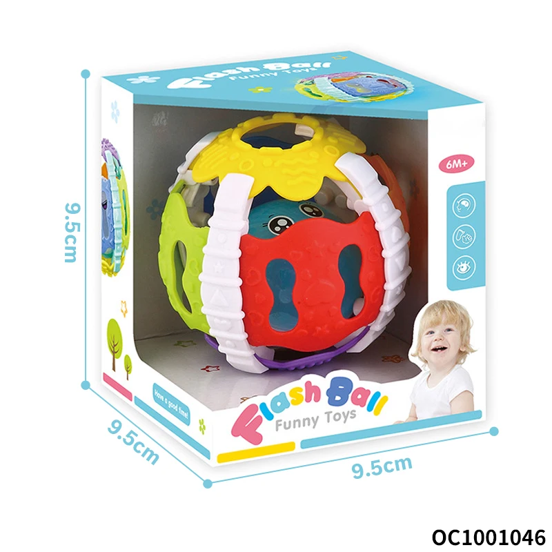 Wholesale Silicone Baby Comforter Toy and Baby Products Sensory Soft Rubber Rattle Ball with Light Music