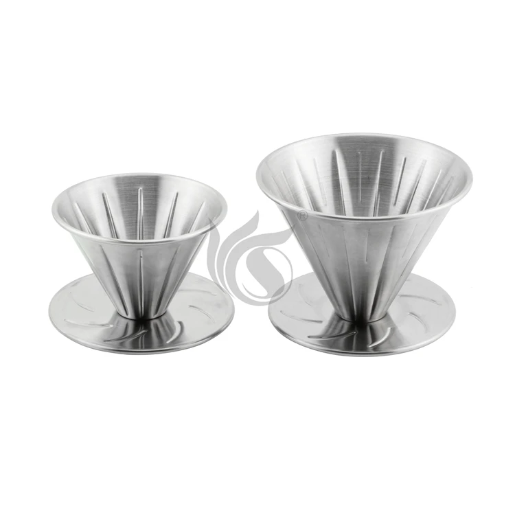 Portable Metal Mesh Strainer Reusable Pour over cone coffee Filter Dripper Stainless Steel Coffee Filter with stand Holder