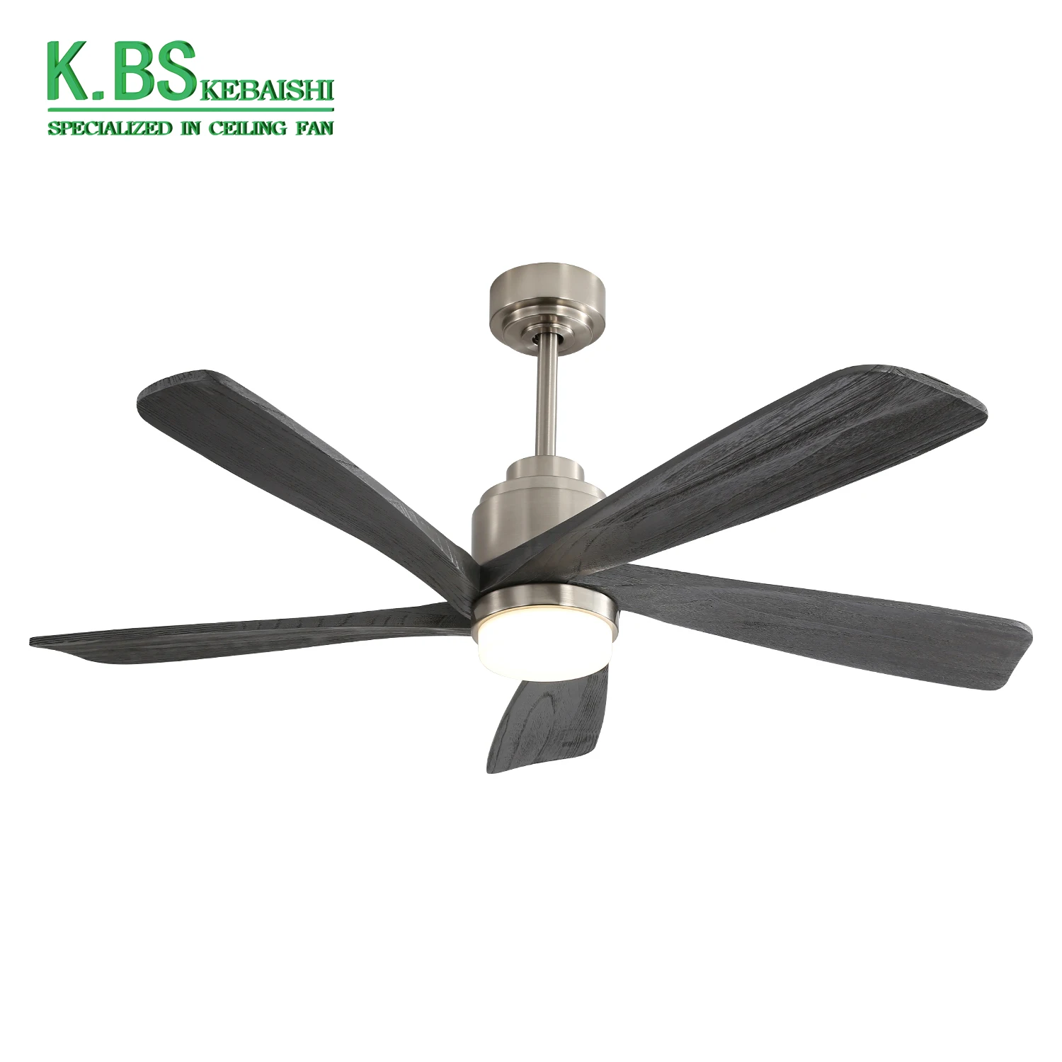 Low Profile Outdoor 52 Inch Remote Control 3 Solid Wood Blades Decorative Led Ceiling Fan With Light