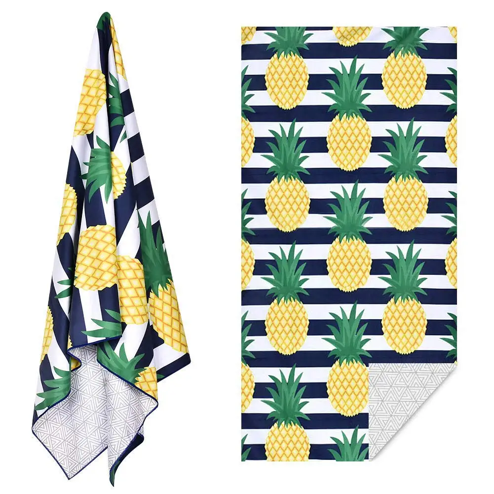 
High end lemon pineapple velour square microfiber beach towels 