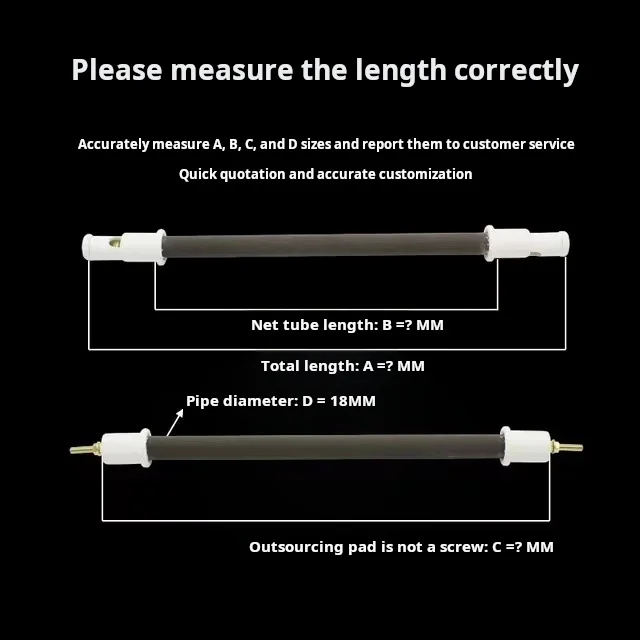 Silicon carbide electric heating pipe black silicon carbide ceramic heating tube dry burning electric heating pipe Rod silicon c