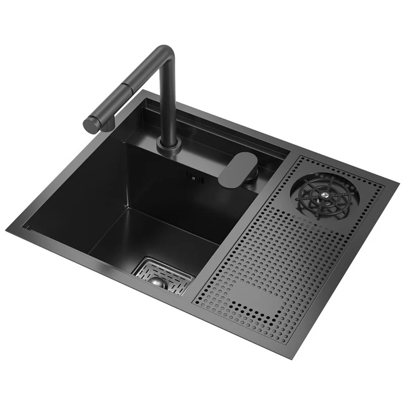 New Trend black Hidden kitchen Bar Counter Sink Cover Concealed Single Kitchen Small Size sink Stainless Sink With cup washer