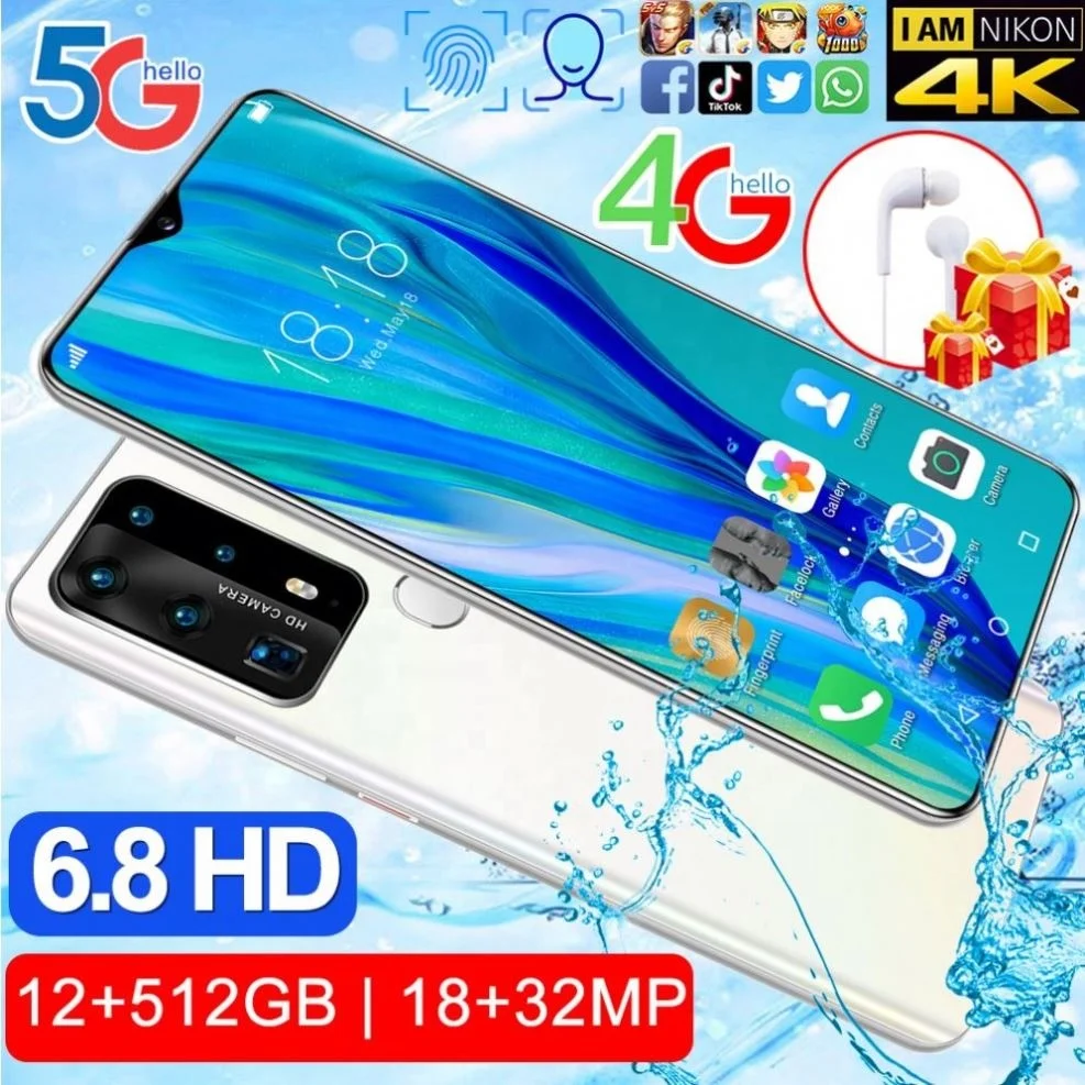 Buy mobiles phones online 6.8 inch Screen P40 Plus 12GB+512GB low price mini 4g mobile smart phone android