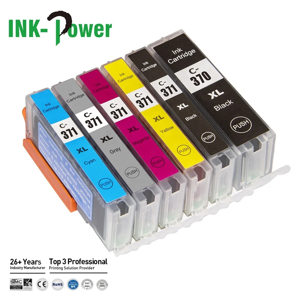 INK-POWER BCI-370XL BCI370XL BCI-370 BCI-371XL BCI371 Premium Compatible Color Inkjet Ink Cartridge for Canon PIXUS MG5730