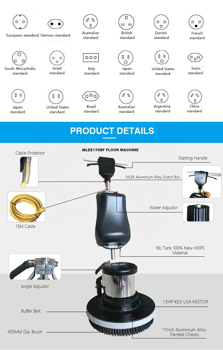 MLEE 170BF Multifunctional Floor Carpet Cleaning Machine Mall Kitchen Floor Polisher