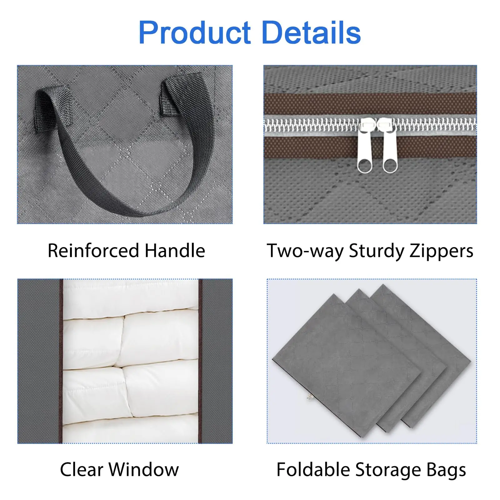 Extra Large Blanket Storage Bags with Reinforced Handles Clothes Storage Containers for Comforter Portable Storage Bags