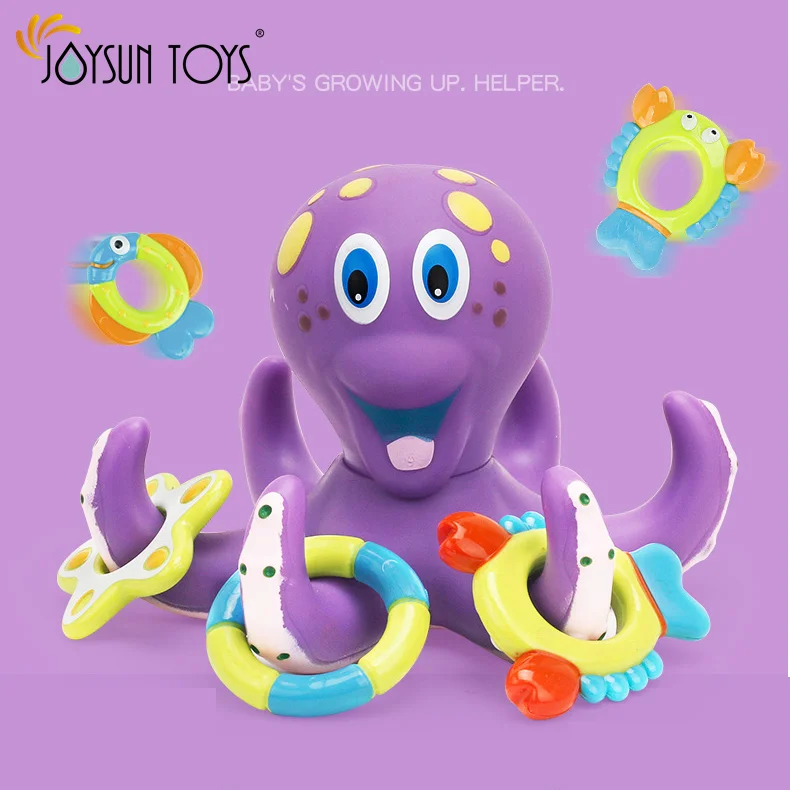Floating Purple Octopus with 4 Hoopla Rings Interactive Bath Toy 2022