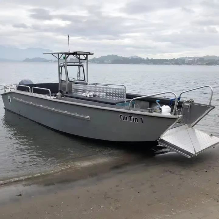 Landing Craft Aluminum Boat 7.9m*2.45m with Loading Ramp Cargo Transport Trailerable Work Boat