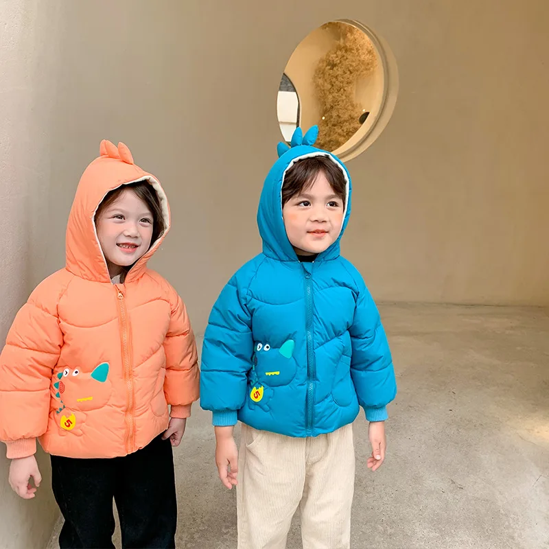 Cute Hooded Kids Baby Quilted Winter Puffer Jacket Toddler Girls Boys Bubble Dinosaur Coat Jacket for Kids
