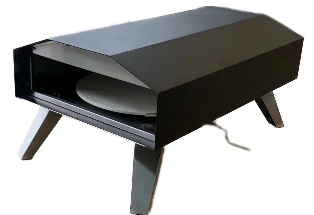 Square Gas Pizza Oven with Manual Gear with Regulator and Hose Withoout door Black Coating Iron with Control Knob