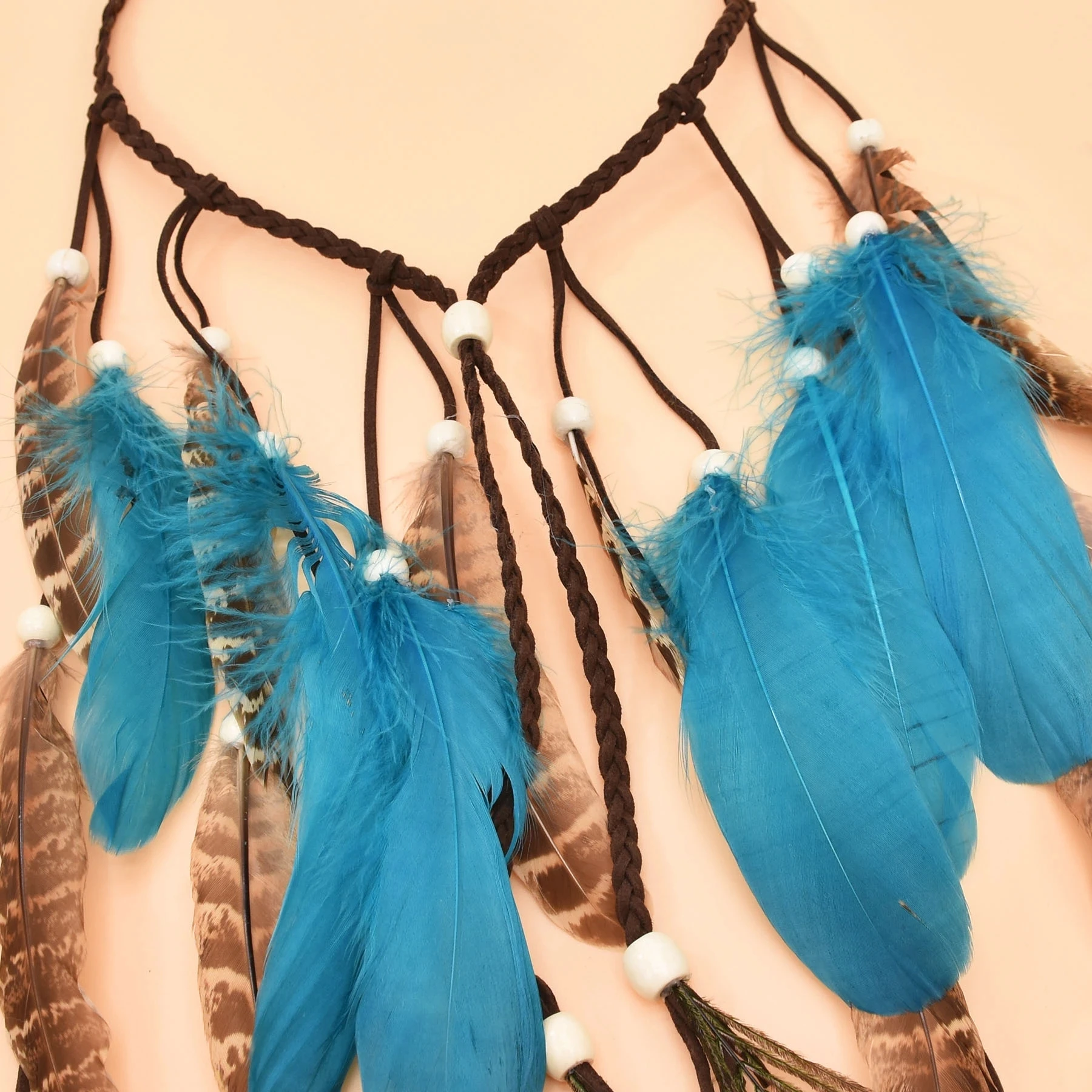 Bohemian Style Feather Headband Hair Ornament Beads Feather Headdress Handmade Jewelry Headdress Accessories