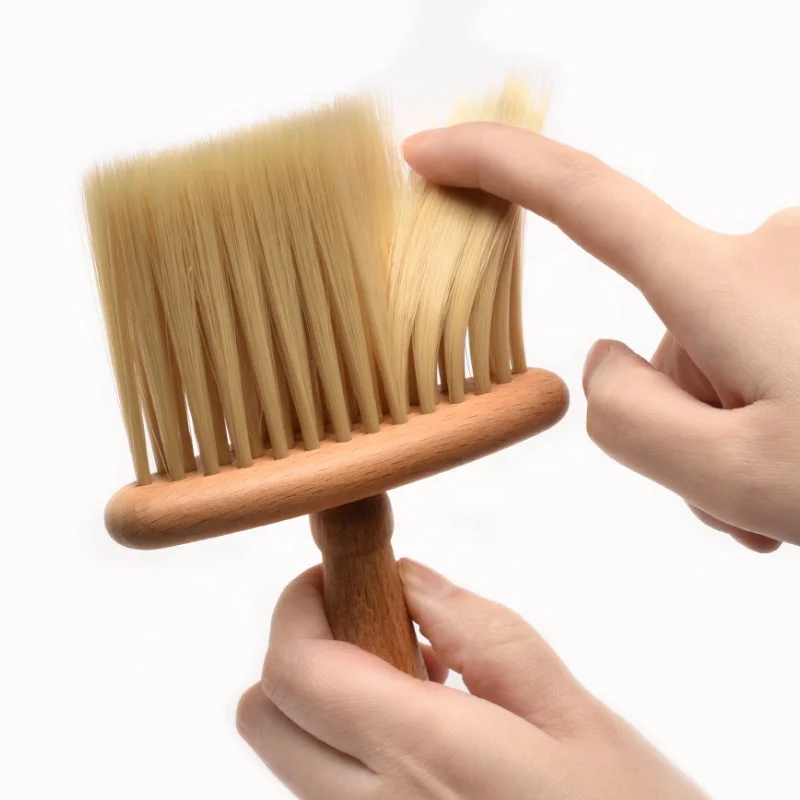 Multifunction Car Duster Brush Sweep Clean Hair Brush Keyboard Cleaning Soft Brush Hand Wood Color Logo Customize Wooden
