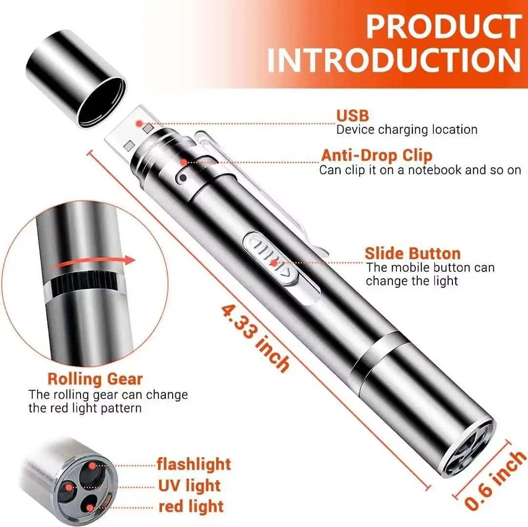 Rechargeable Cat Laser Pointer Toy 3 In 1 Red Laser Pointer Interactive Light Training Tool With USB Charging For Cat Dog