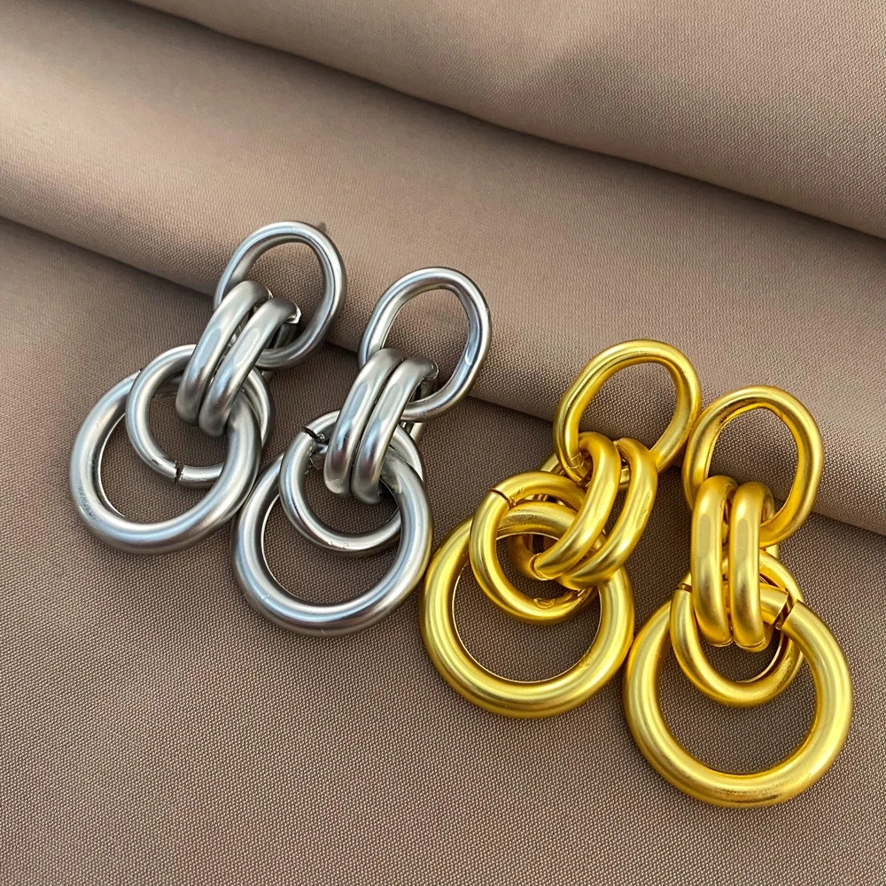 Vershal A-41 Unique Design 18k Real Gold Plated Statement Geometric Loops Dangle Earrings