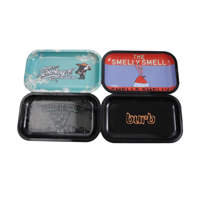 Custom Logo Tinplate Tray 27*16cm Middle Size  Metal Rolling Tray Wholesale Smoking Accessories Cheap Tray