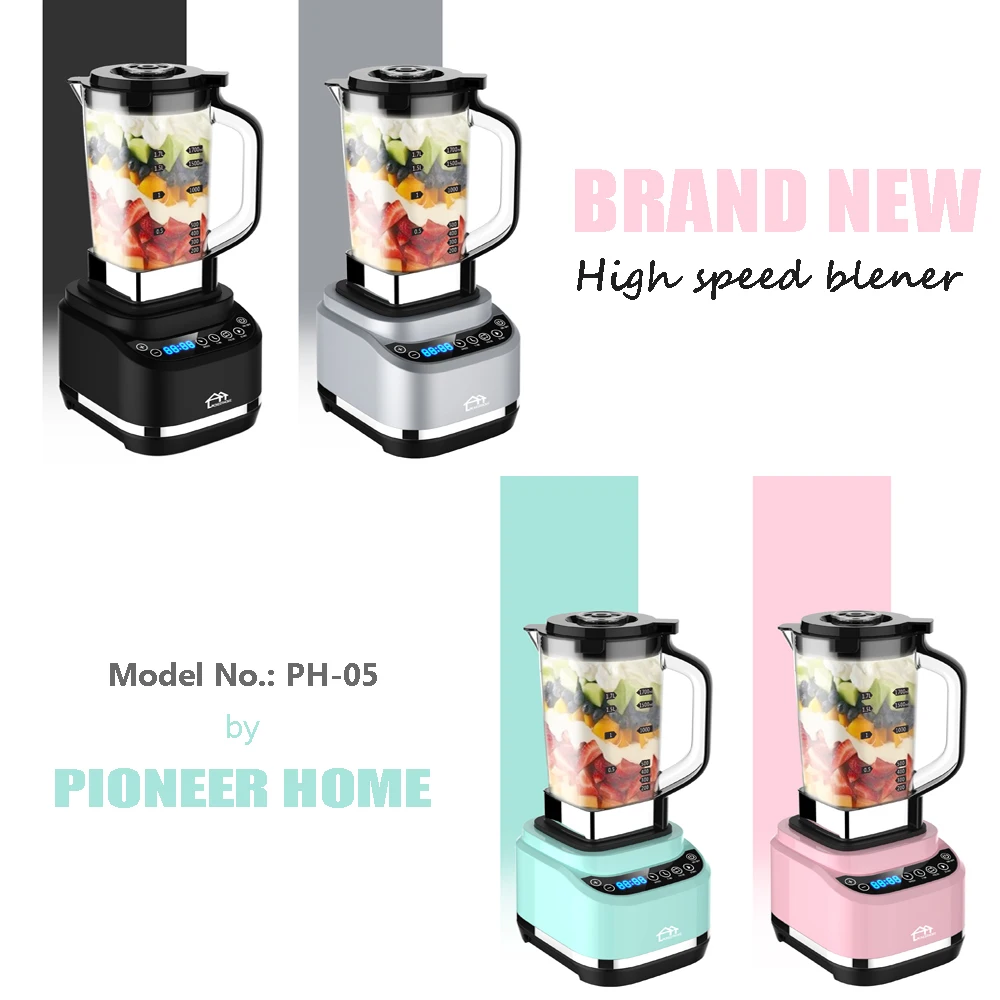 Digital Powerful Commercial Blender Stainless Steel Electric Juicer Smoothie Cooking Digital High Power Juice Blender