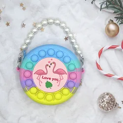 Модная женская жемчужная силиконовая Сумочка, пуш-поп Пузырьковые сумки, креативная Радужная маленькая Желейная мультяшная силиконовая ручная сумка для дам