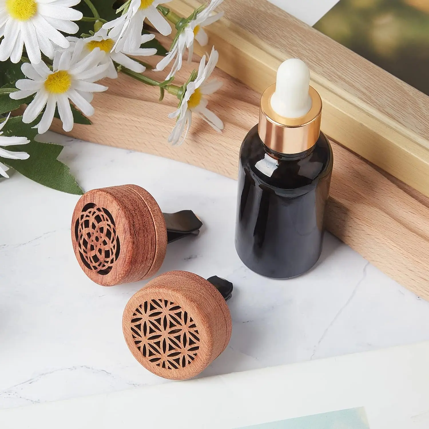 Essential Oil Car Diffuser Car Aromatherapy Wood Car Oil Diffusers Lava Stone Aroma Diffuser