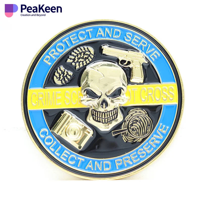 Custom Old Coin Islam Thin Blue Gold Plated Line Souvenir Stainless Steel Coin 18K Roman Statue Gold