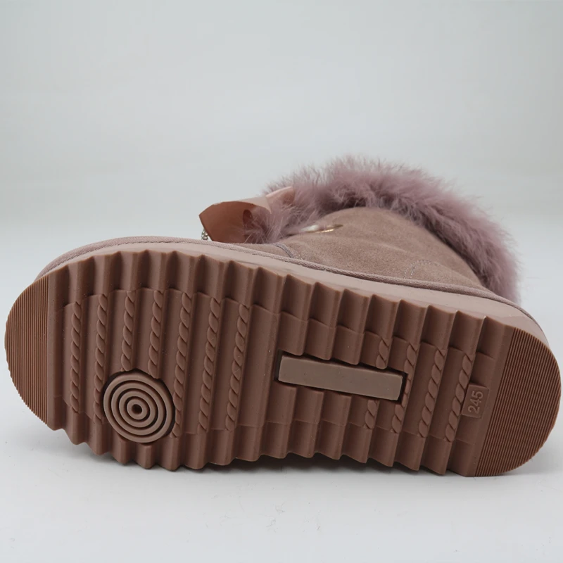 Women Winter Warm Snow Boots Soft Thicken Bowknot Flat Bottom Round Head Shoes