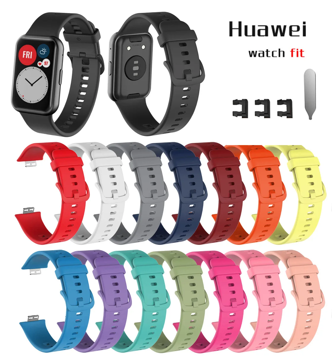 custom Fashion silicone watch band for Huawei Fit hot sale amazing good watch strap for wholesale factory in shenzhen China