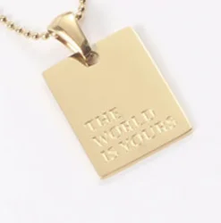 Модное ожерелье с квадратными карточками из нержавеющей стали 316L с золотым покрытием