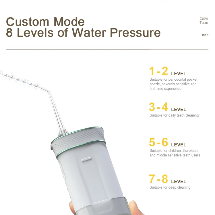 4 in 1 Cordless Portable Slide Electric Dental Water Jet Floss Aqua Pick Flosser Teeth Cleaning Oral Irrigator Dental Floss