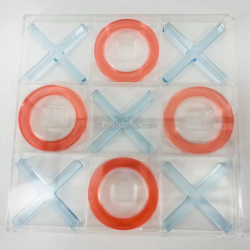 Eco-friendly acrylic tic tac toe factory customize tic tac toe game high clear colorful X and O game set