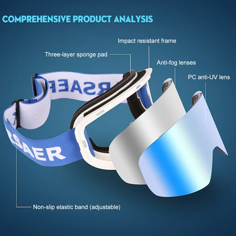 Factory Wholesale Ski Snowboard Snowbike Goggles Motorcycle Goggles Outdoor Sports Dust-Proof Glasses