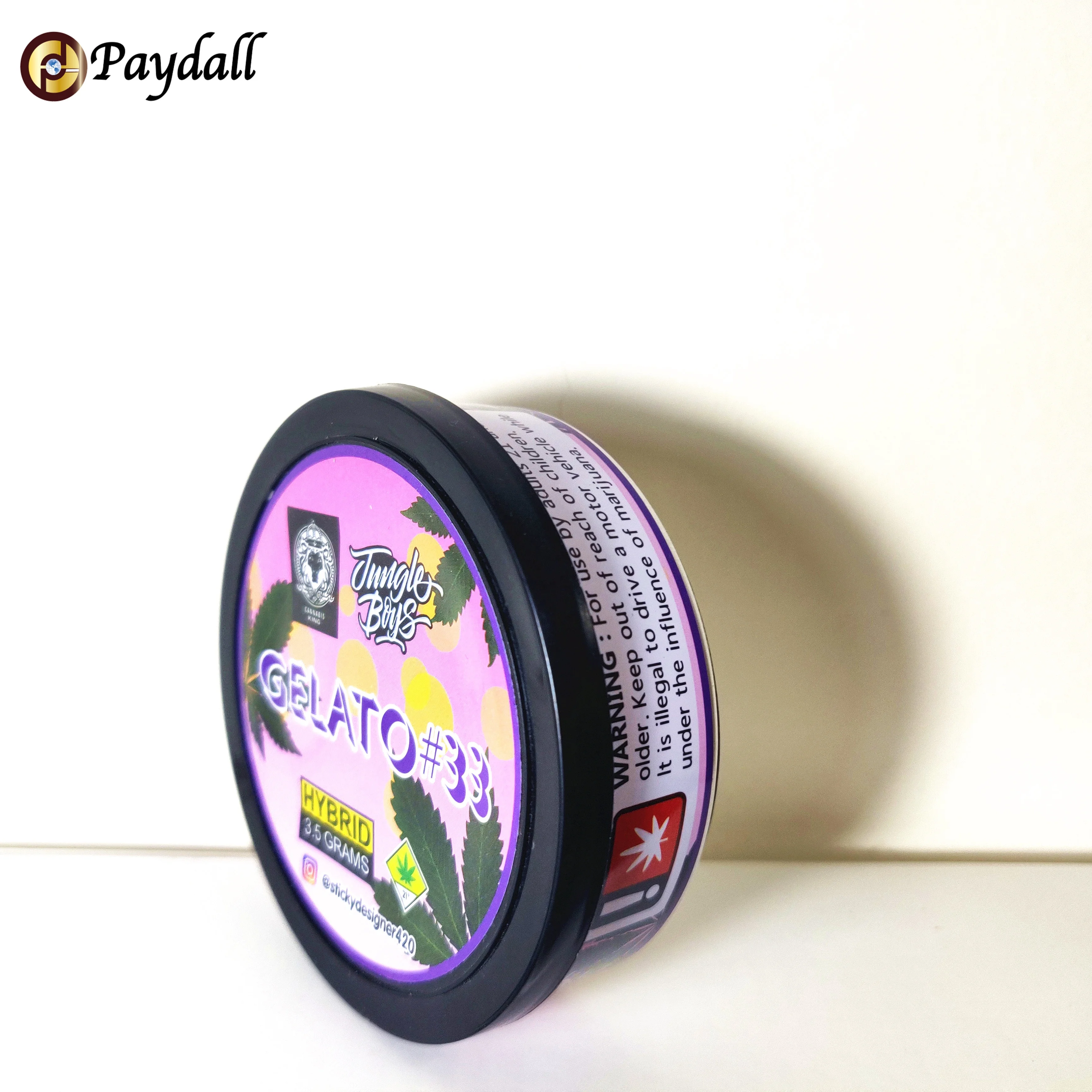 
3.5gram 100ml ring pull pressitin tin wholesale with Cali labels custom design stickers Pressitins /Tuna tin can/Self seal ring pull can&nbsp;