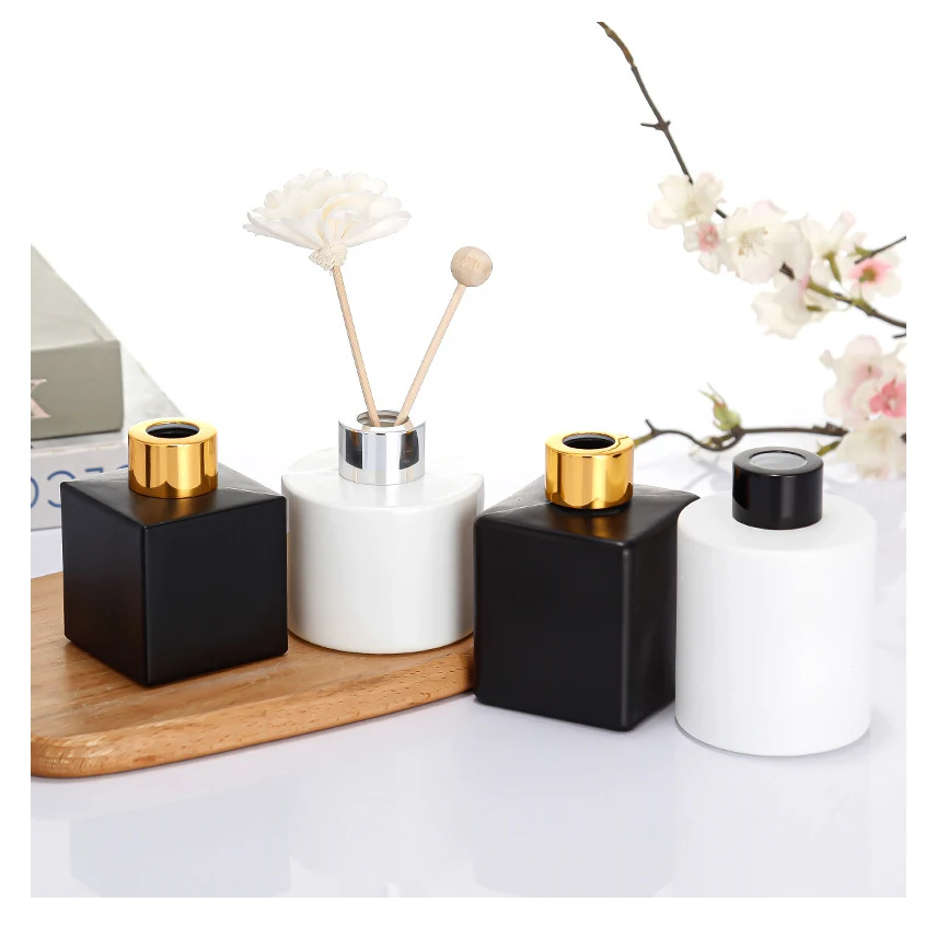 Reed diffuser jar matt white matte black reed diffuser glass bottle for aroma diffuser