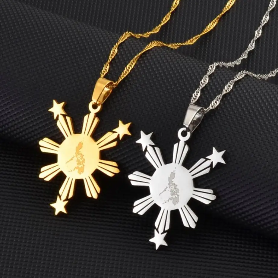 Inspire Jewelry Philippines Golden Sun Pendant With Country Map Republic of the Necklace 18K Gold Plated