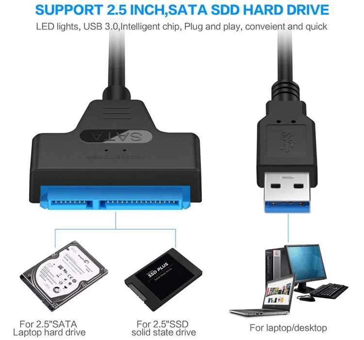  USB 2 5 к SATA 22PIN HDD кабель 7 + 15pin для 5-дюймового HDD/SSD адаптер