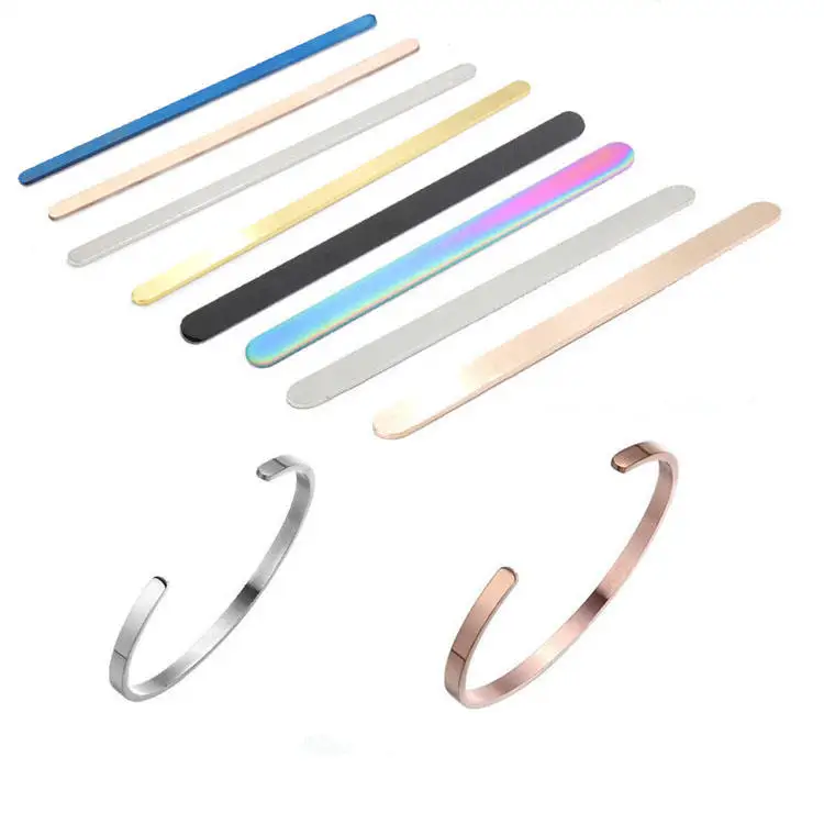 Jewelry Manufacturer Wholesale DIY Bending Flat Cuff Bracelet Blank Stainless Steel Straight Bangle Bar For Engraving