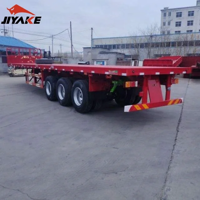 Manufacturer direct sale price cargo truck Triaxle Semi Container Flat Bed Trailer
